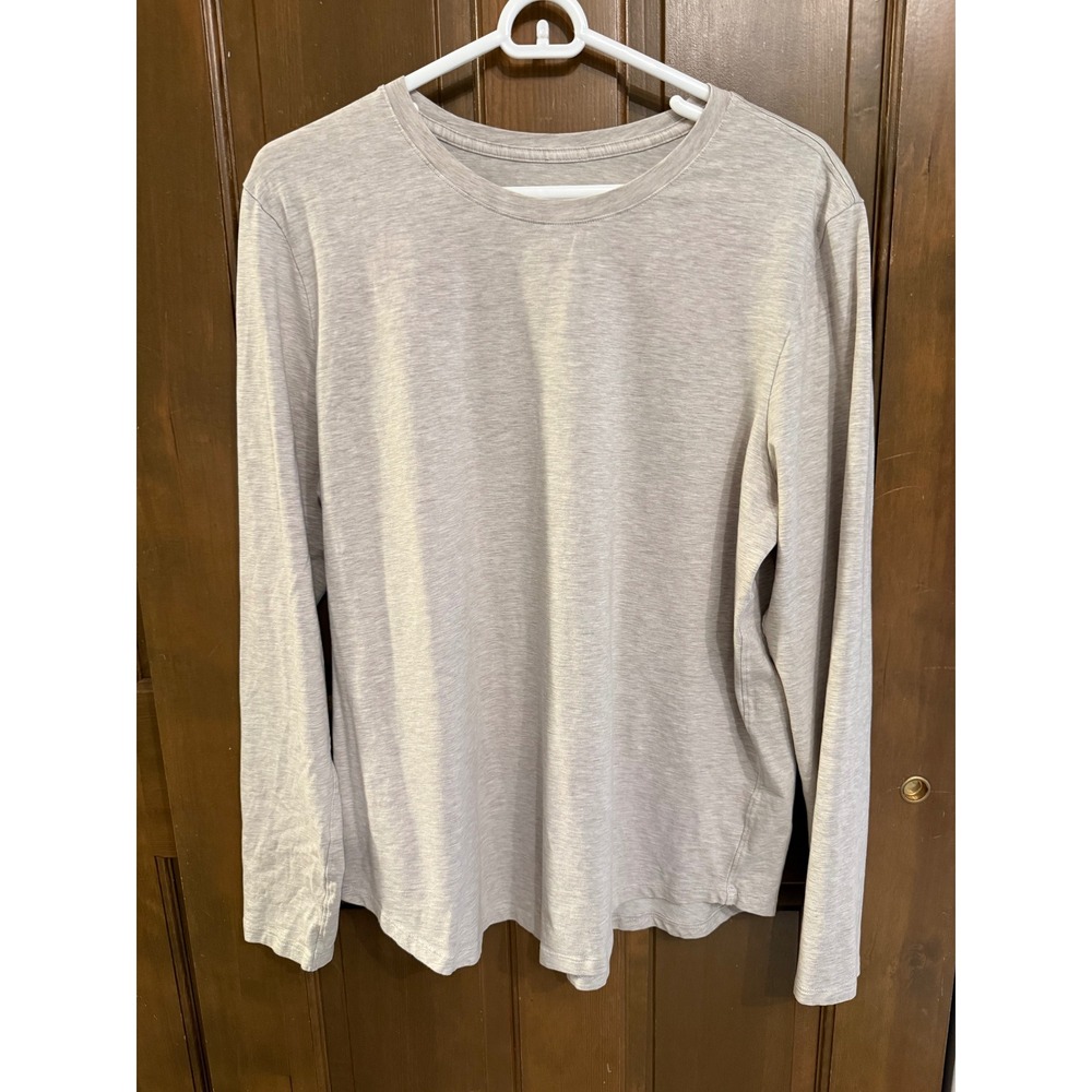 Lululemon Love Long Sleeve Shirt Heathered Oat color Cotton Crewneck Top